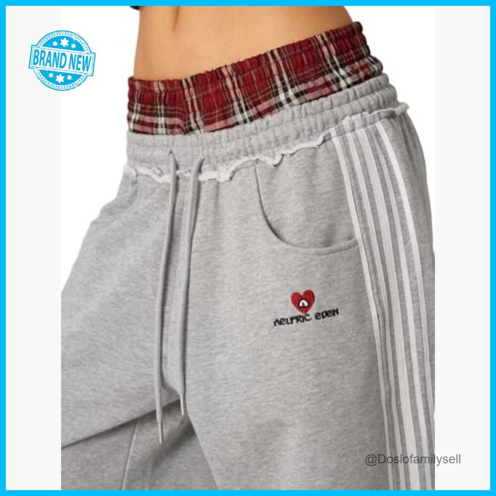 Baggy Wide Leg Sweatpants Double Elastic Waist Y2K Streetwear Casual Pockets - Picture 2 of 7